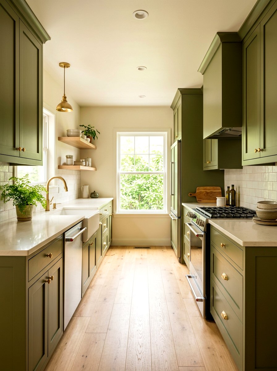 Green Galley Kitchen - 30 cozy galley kitchen ideas