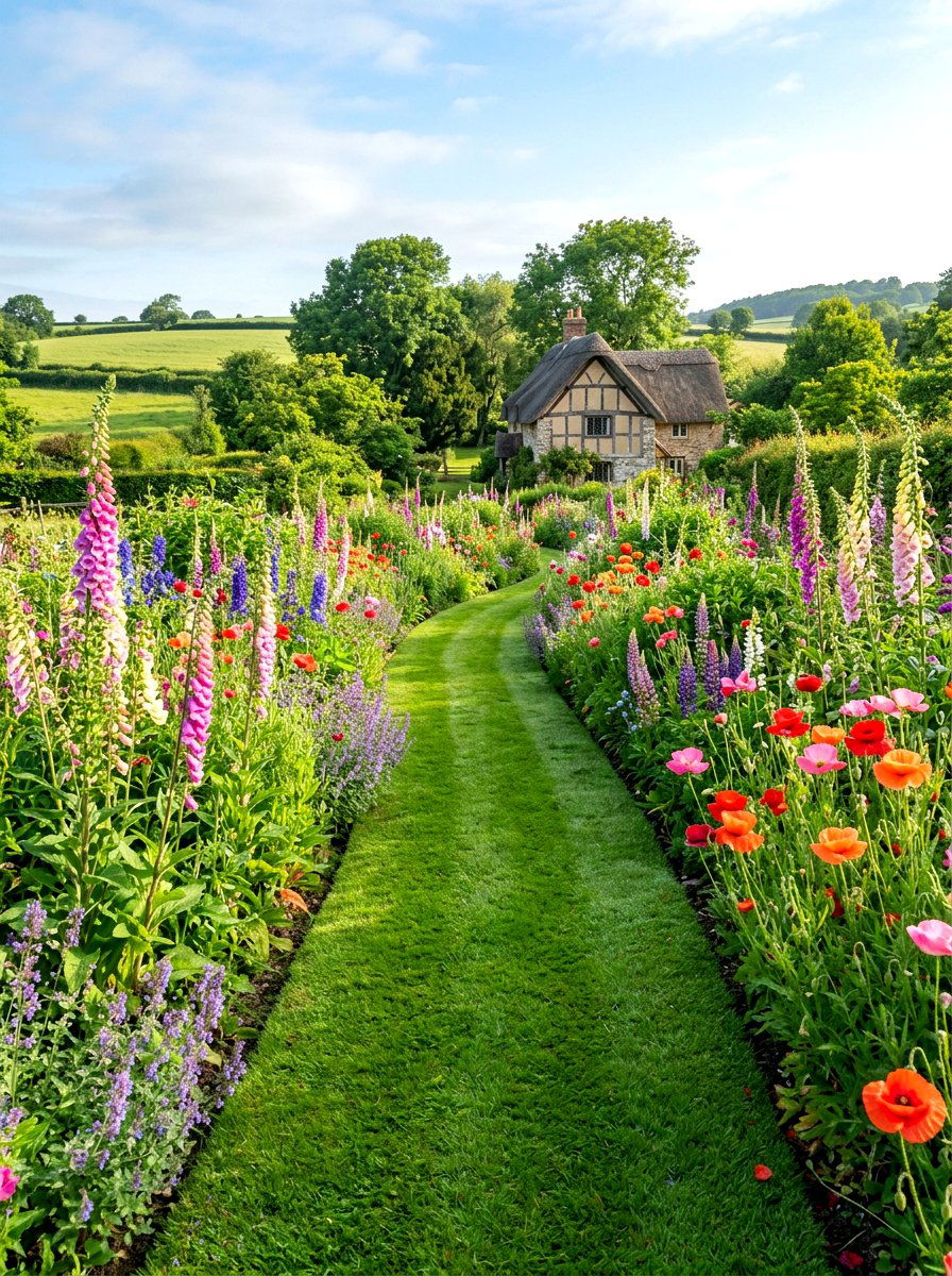 Green Grass Walkway - 30 path through garden ideas