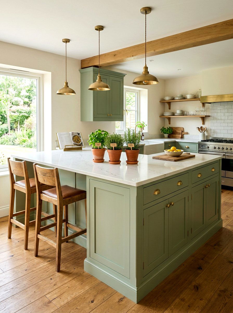 Green Kitchen Peninsula - 30 kitchen peninsula ideas