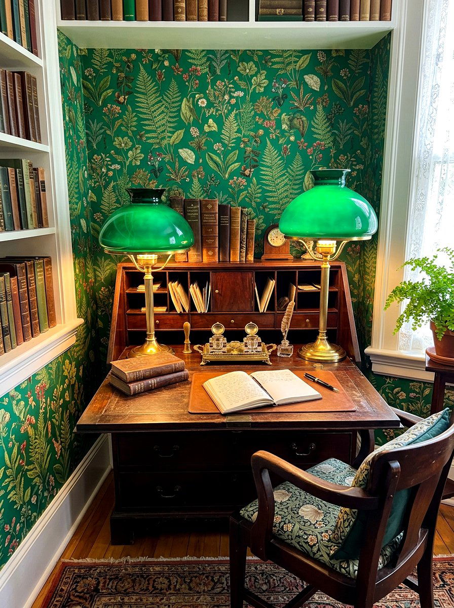 Green Library Lamp - 30 desk lamp styling ideas