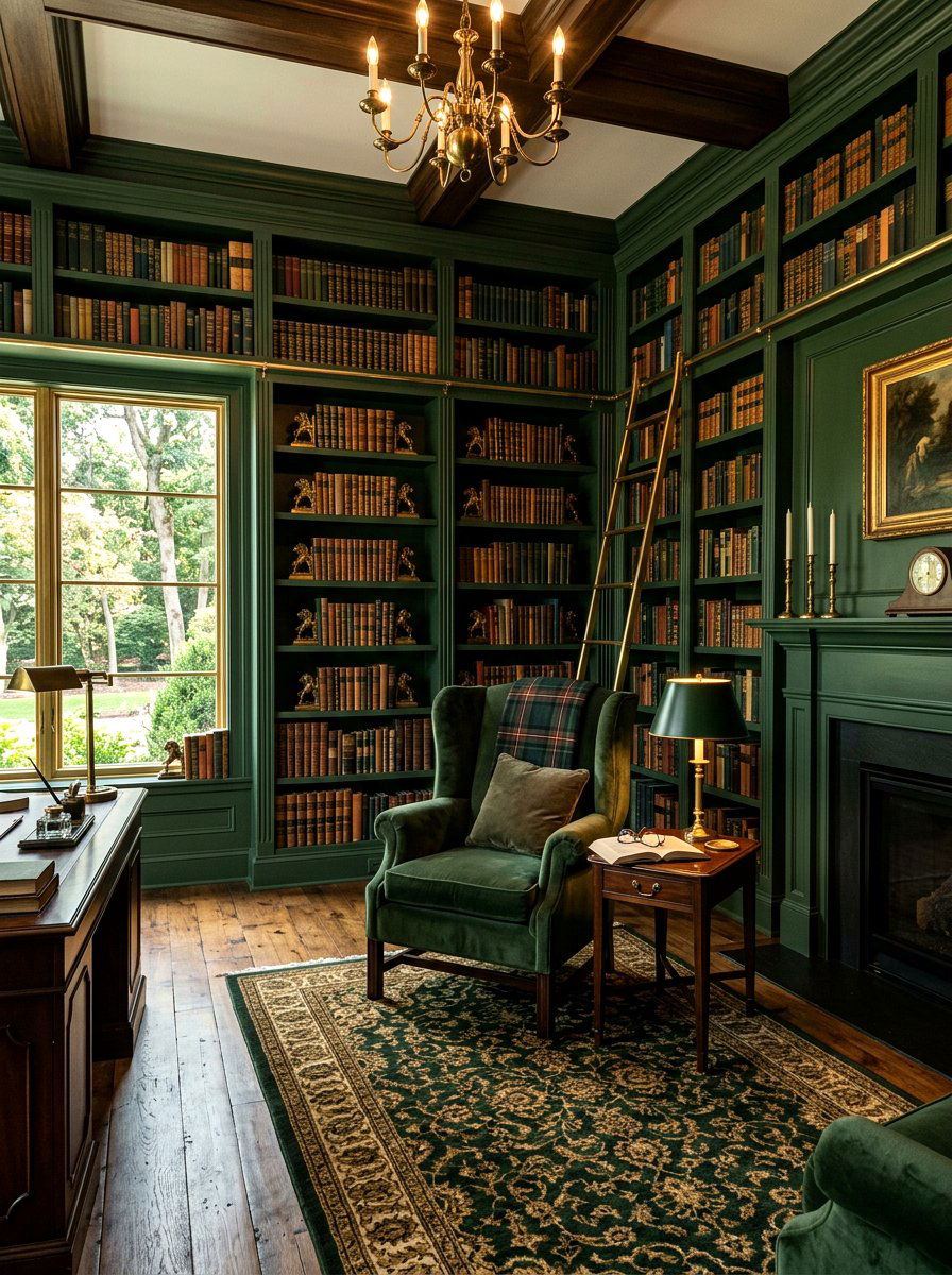 Green Library - 30 monochrome room ideas