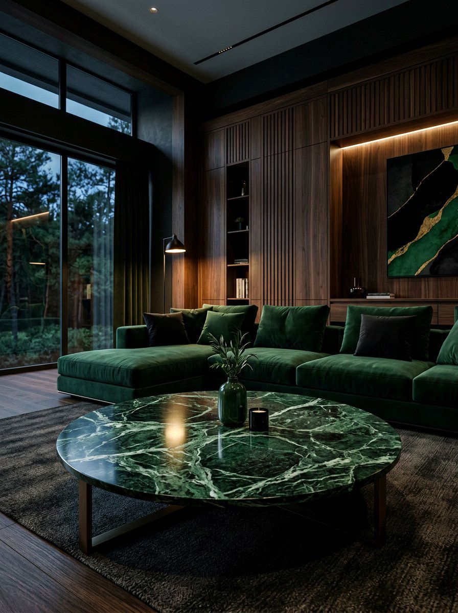 Green Marble Coffee Table - 30 stone coffee table ideas
