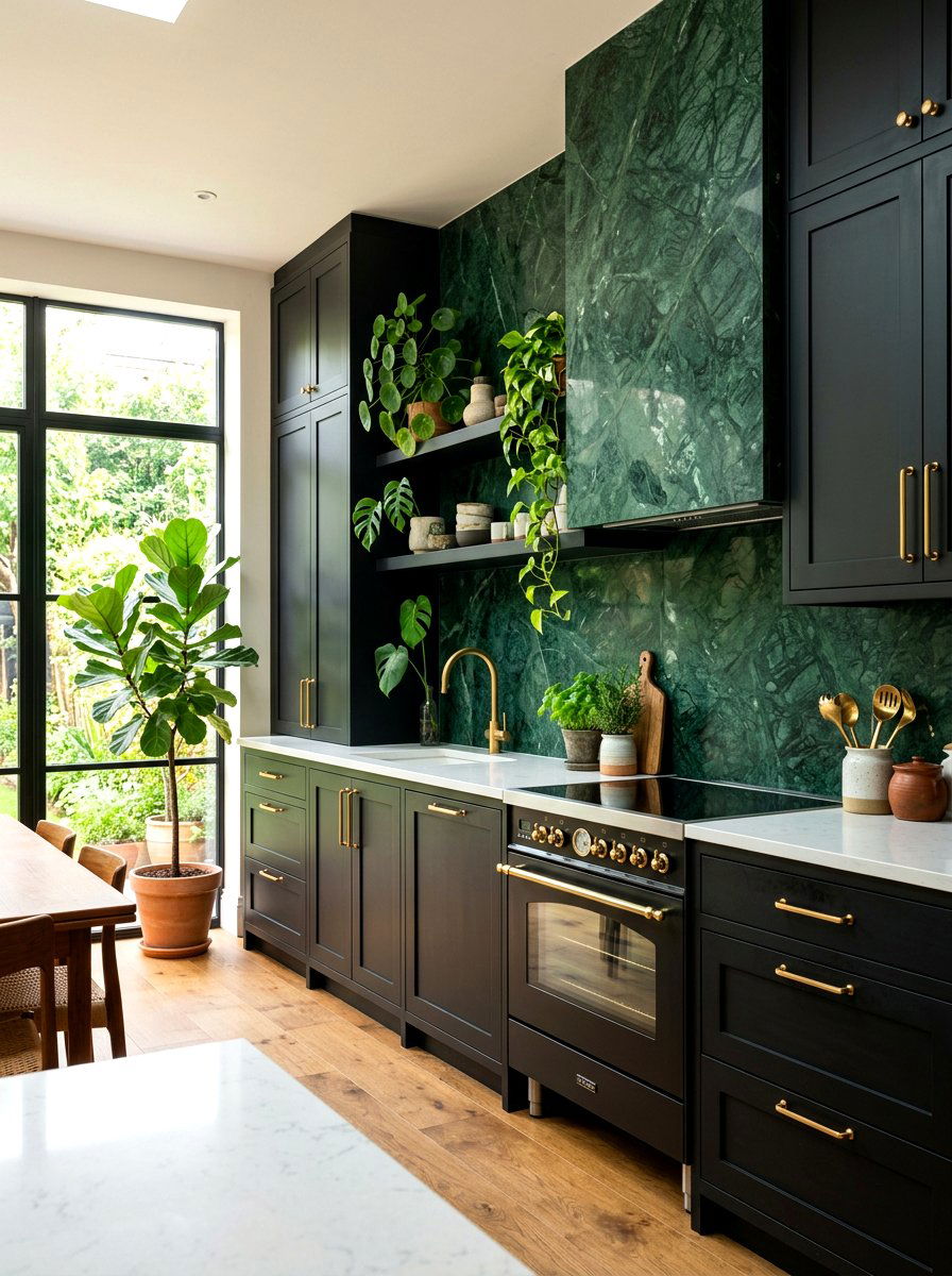 Green Marble Kitchen Accent - 30 full slab stone wall kitchen ideas