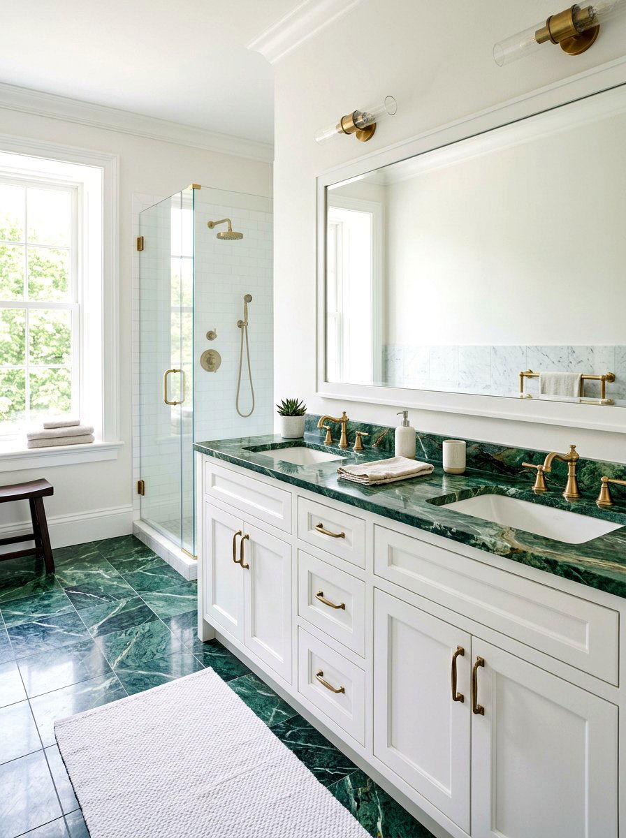 Green Marble Top Bathroom - 30 green and white bathroom ideas