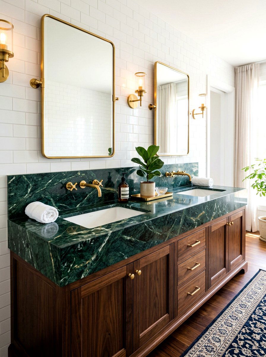 Green Marble Vanity Top - 30 art deco bathroom ideas