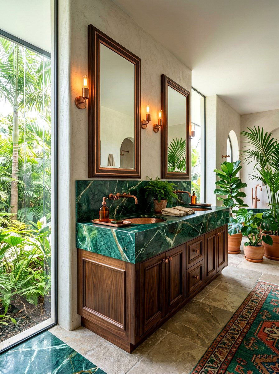 Green Marble Vanity - 30 integrated vanity sink ideas
