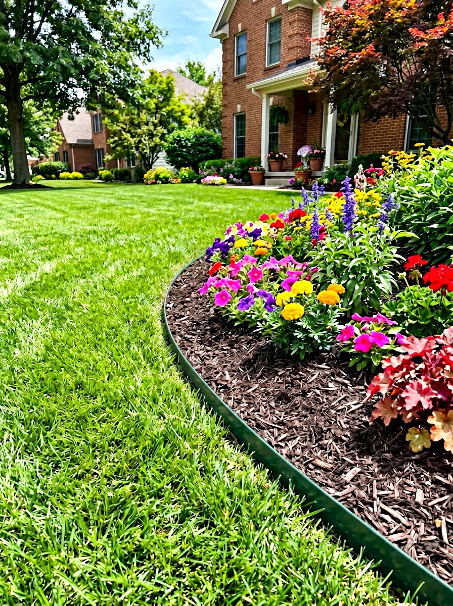 Green Metal Garden Border - 30 metal landscape edging ideas