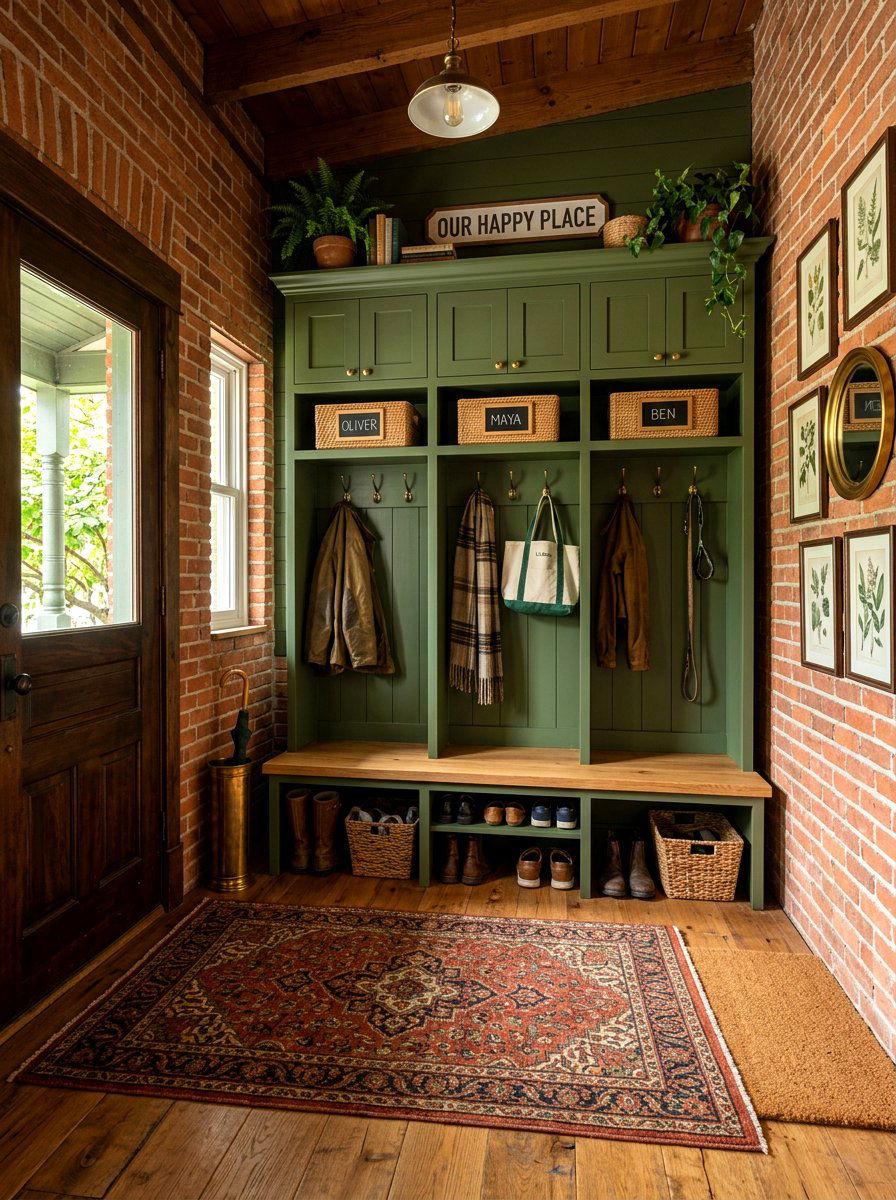 Green Mudroom Locker - 30 mudroom locker ideas