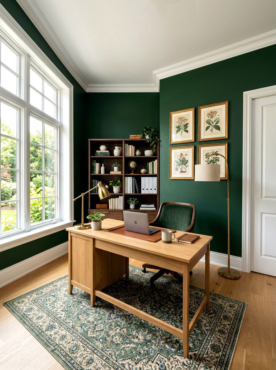 Green Office Walls - 30 home office ideas