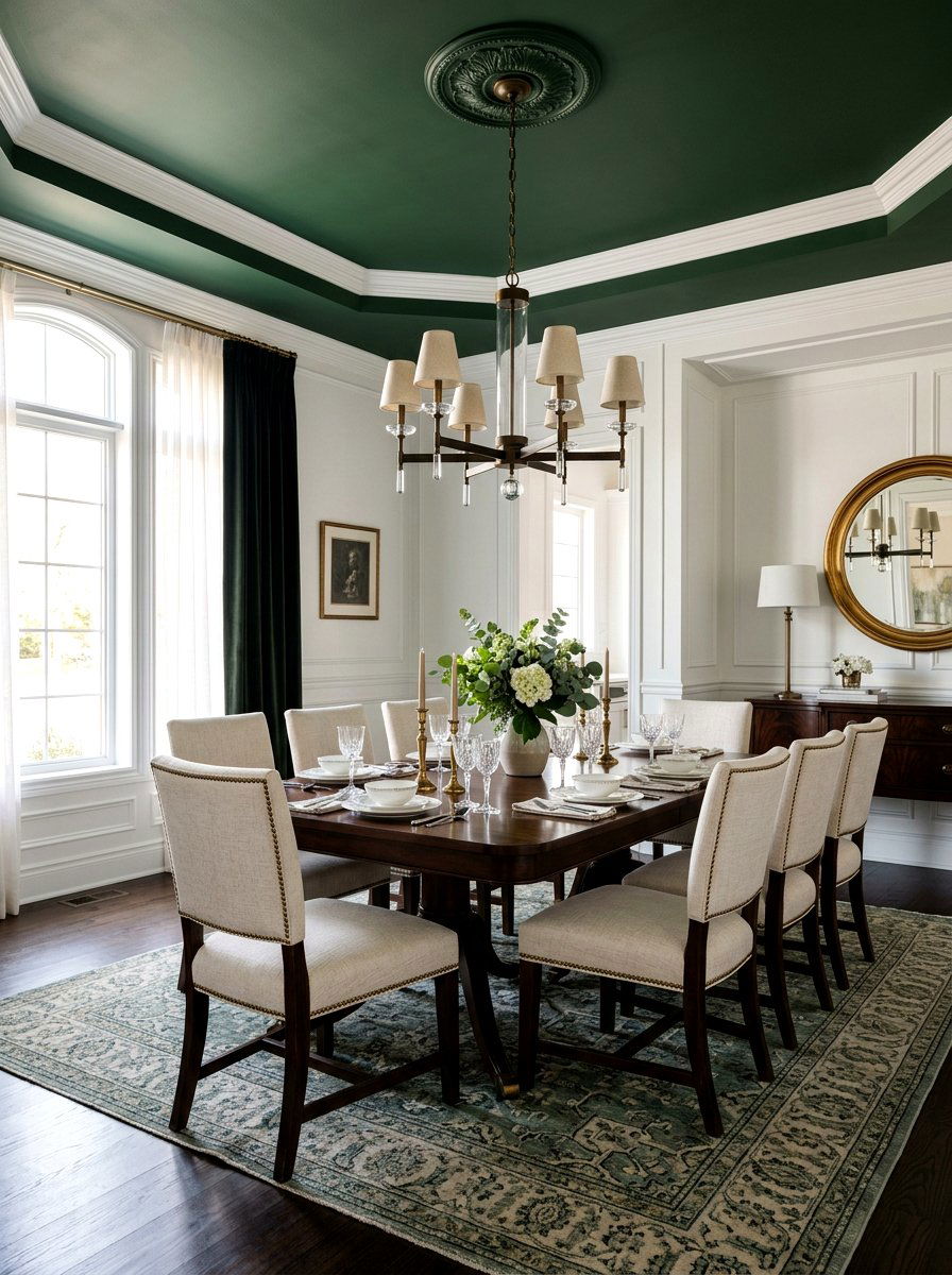 Green Painted Ceiling Dining Room - 30 green dining room ideas