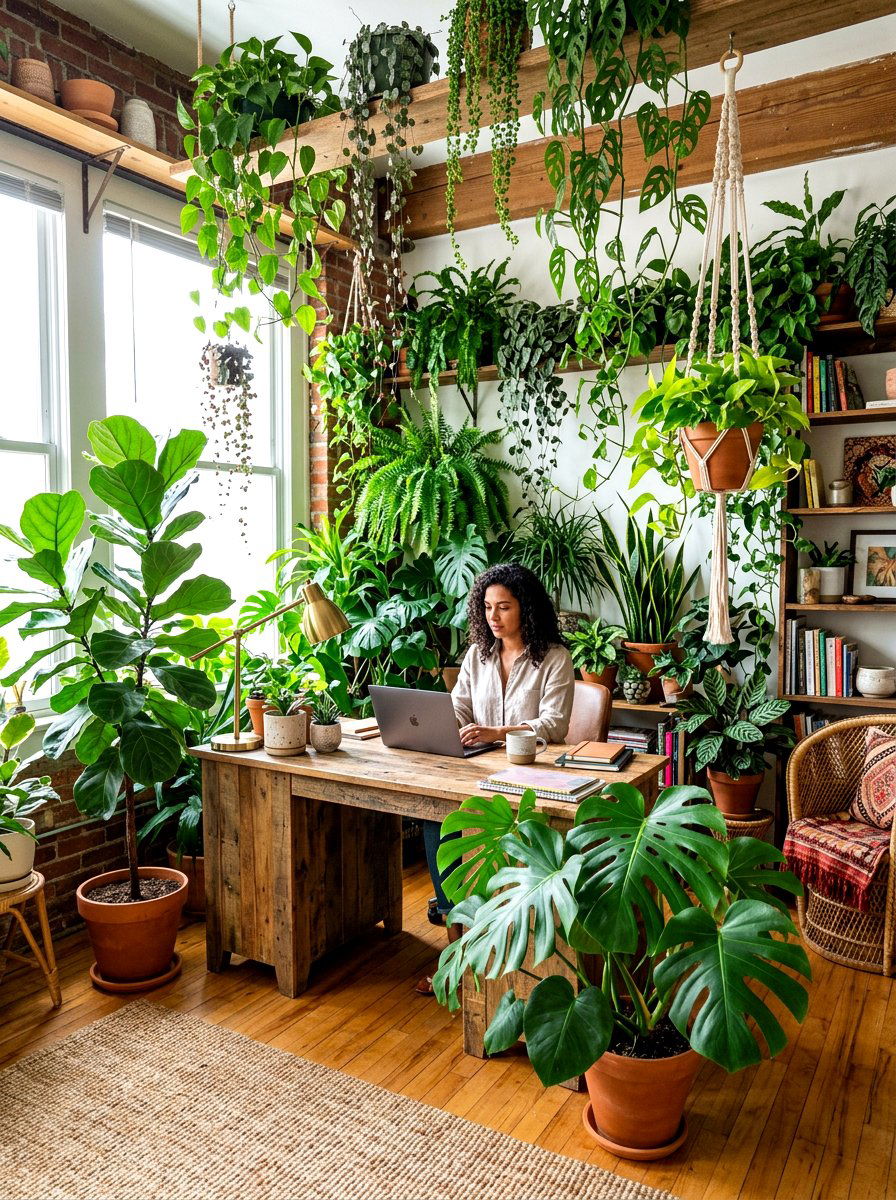 Green Plant Office - 30 maximalist office ideas
