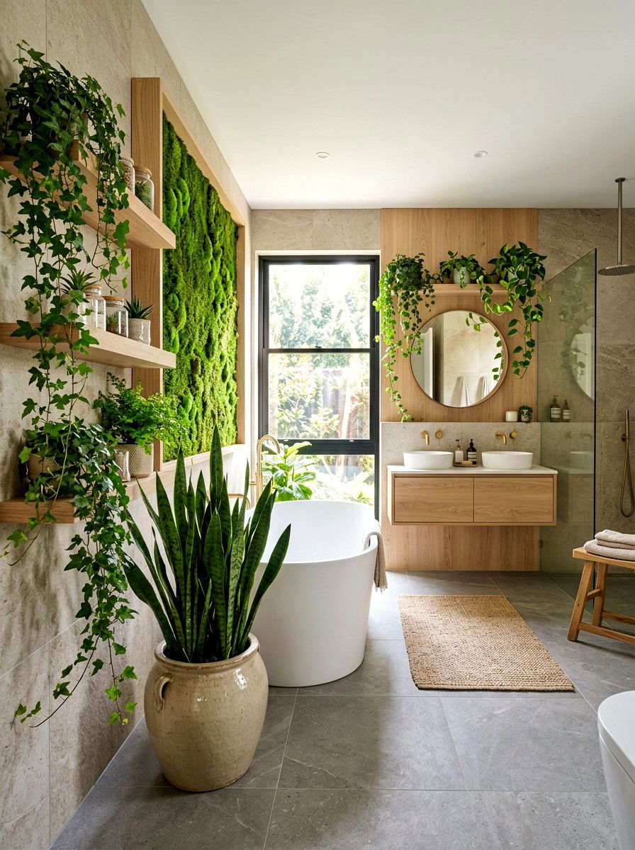Green Plant Organic Modern Bathroom - 30 organic modern bathroom ideas