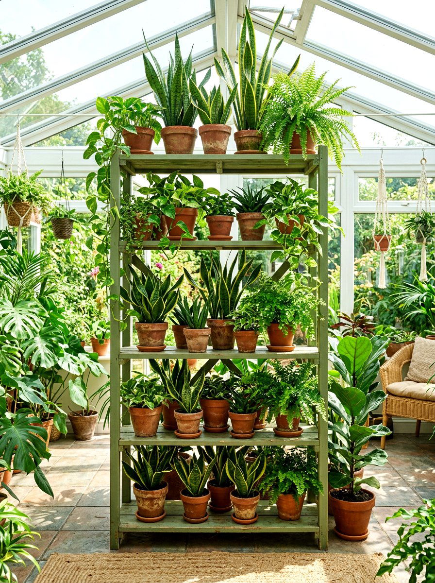 Green Plant Shelf - 30 seasonal shelf decor ideas