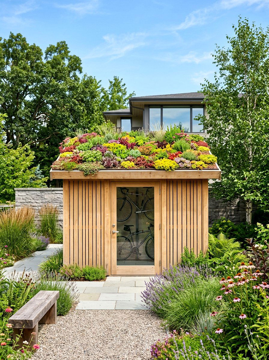 Green Roof Bike Shed - 30 bike storage shed ideas