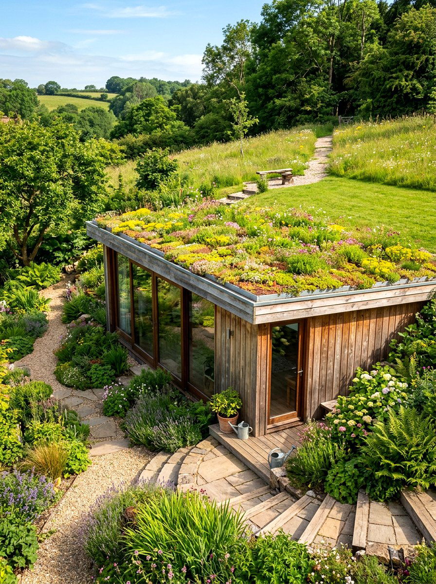 Green Roof Studio - 30 garden studio backyard ideas