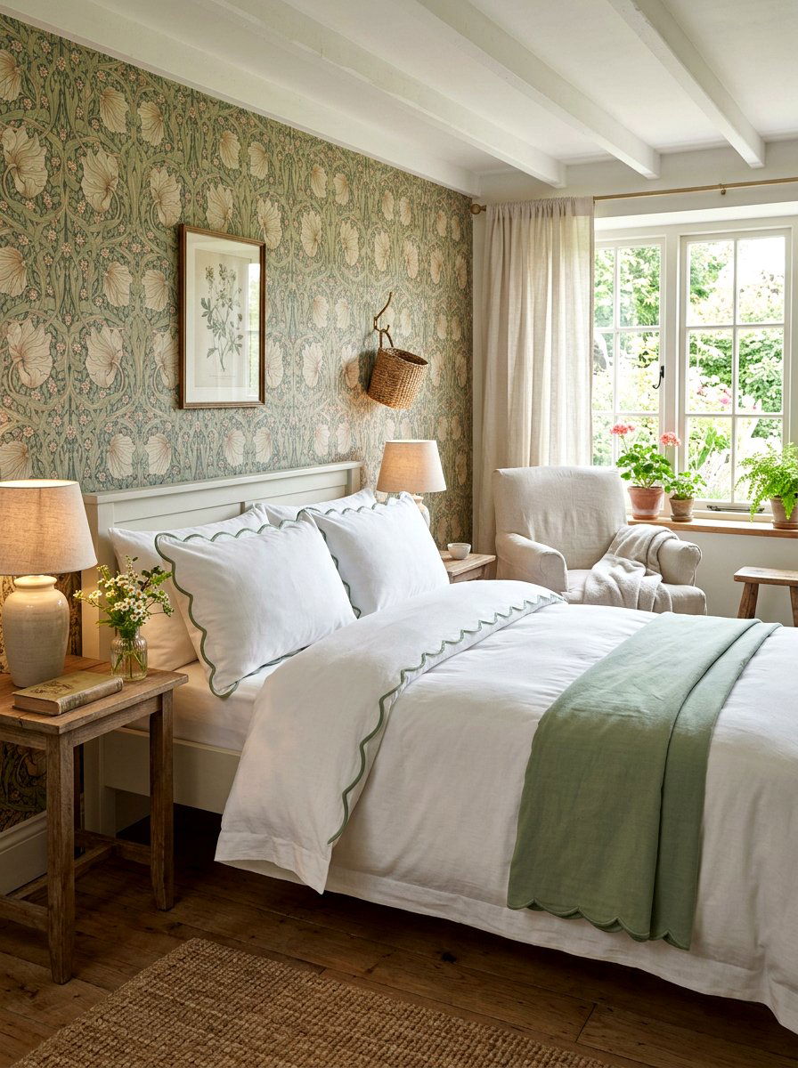 Green Scalloped Piped Bedding - 30 piped bedding ideas