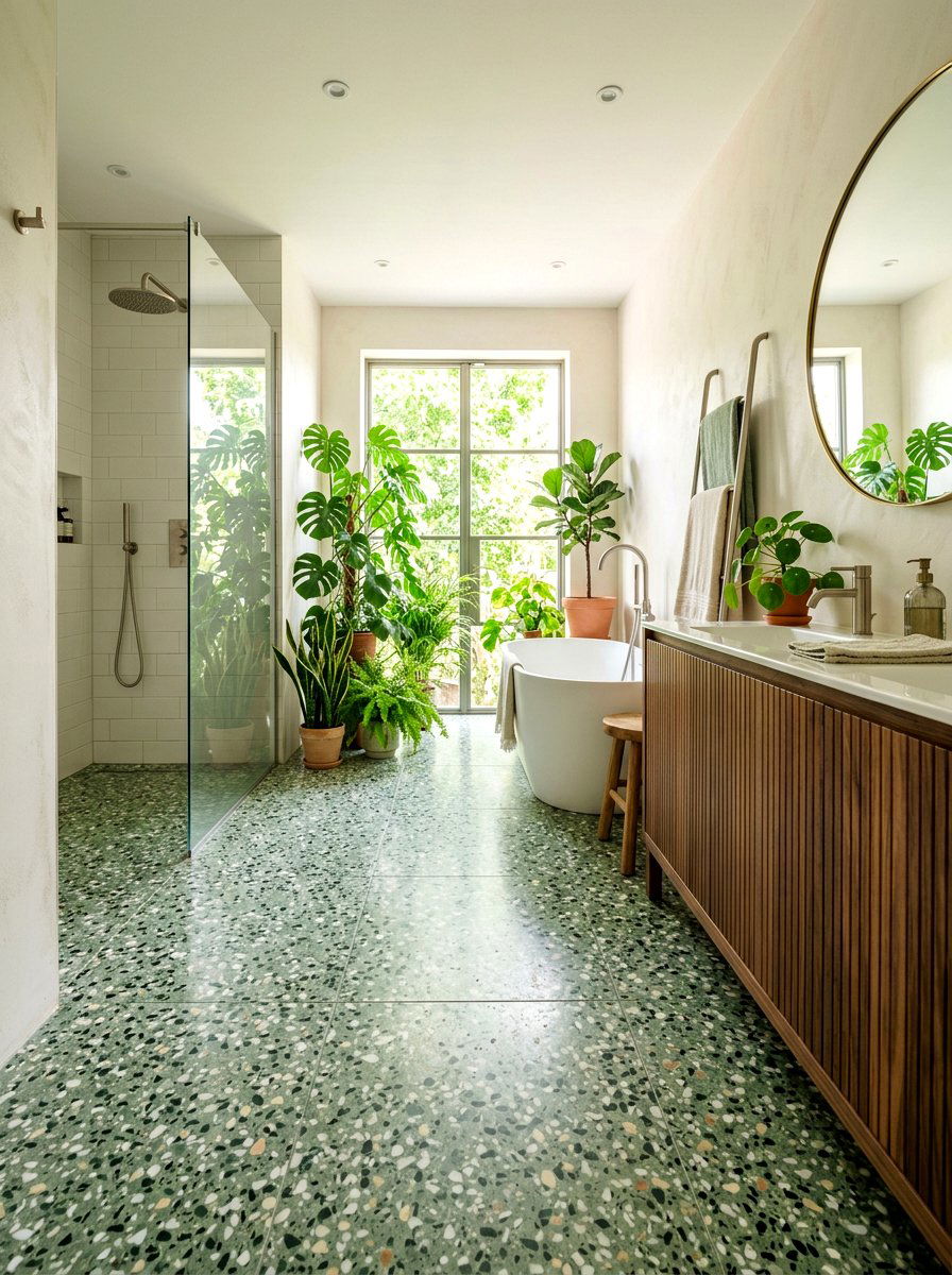 Green Terrazzo Bathroom - 30 terrazzo floor bathroom ideas