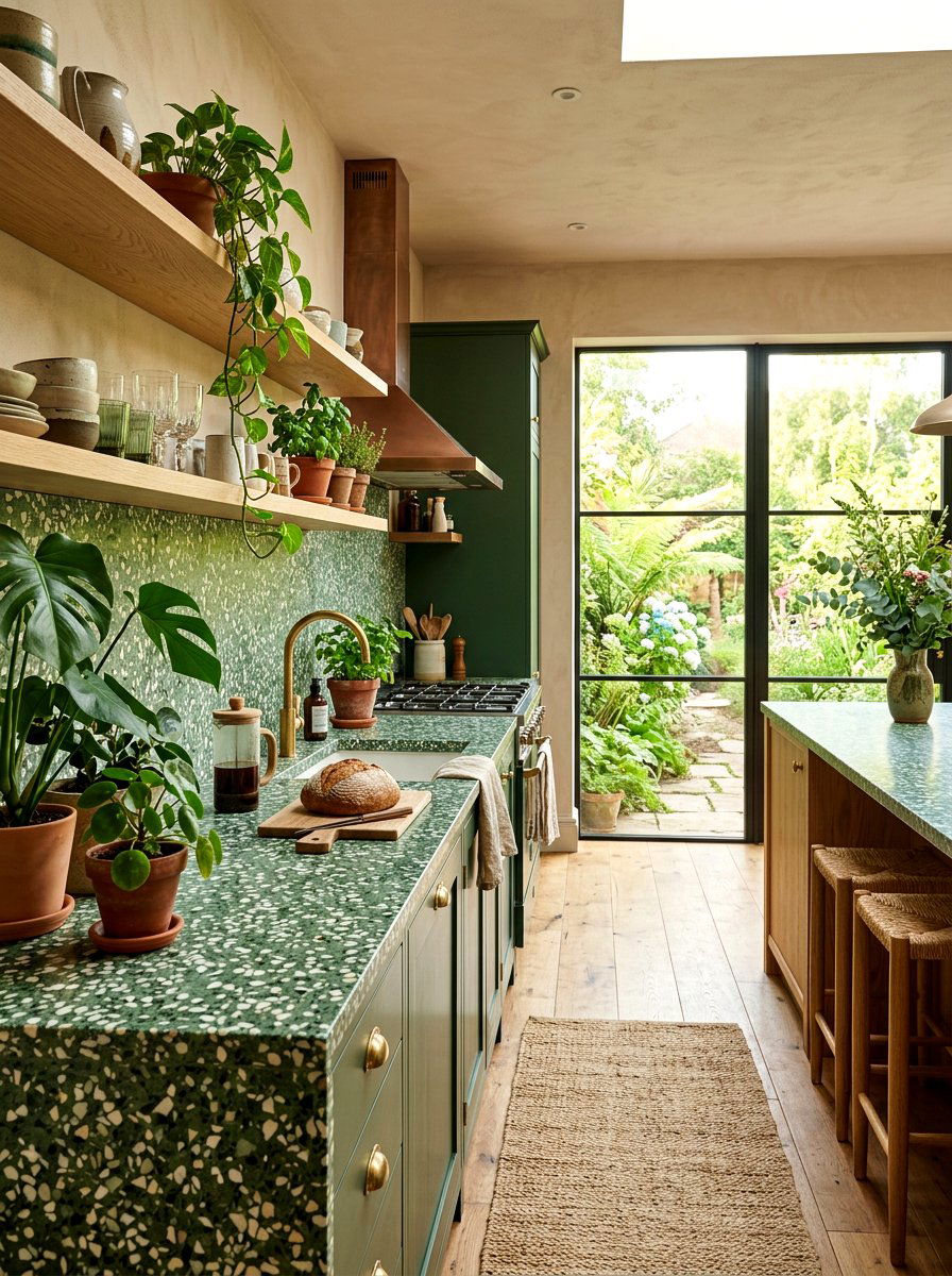 Green Terrazzo Kitchen - 30 terrazzo kitchen ideas