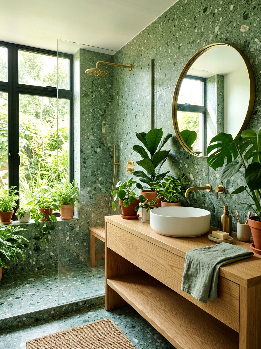 Green Terrazzo Tile - 30 terrazzo bathroom ideas