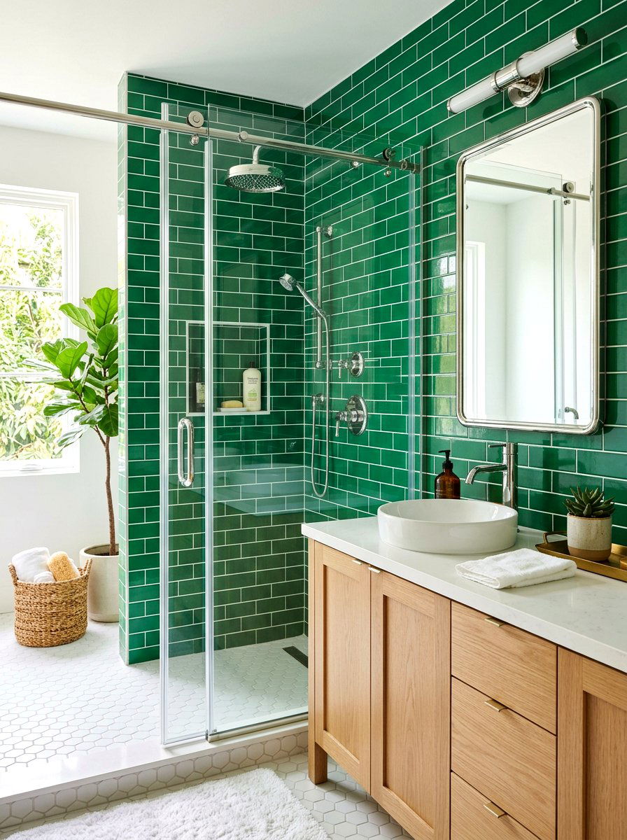 Green Tile Chrome Bathroom - 30 chrome bathroom ideas
