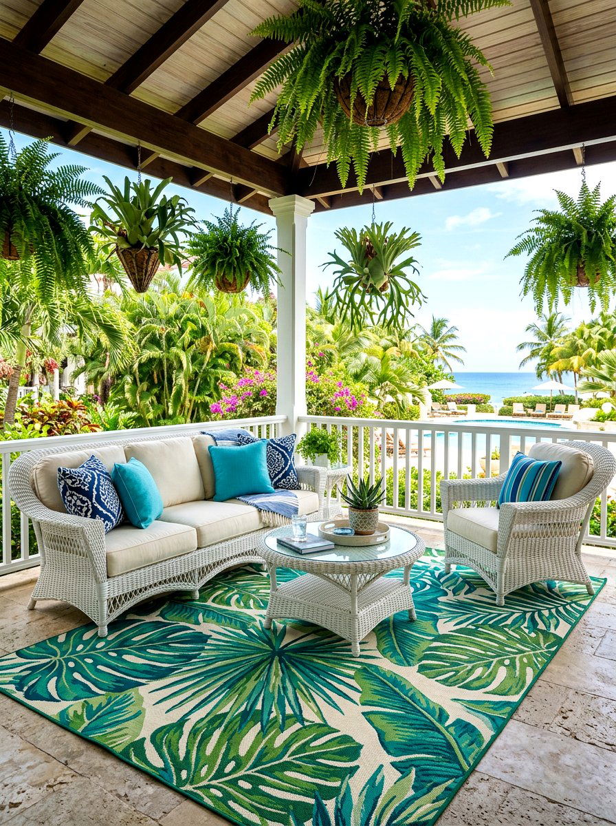 Green Tropical Leaf Rug - 30 statement rug ideas