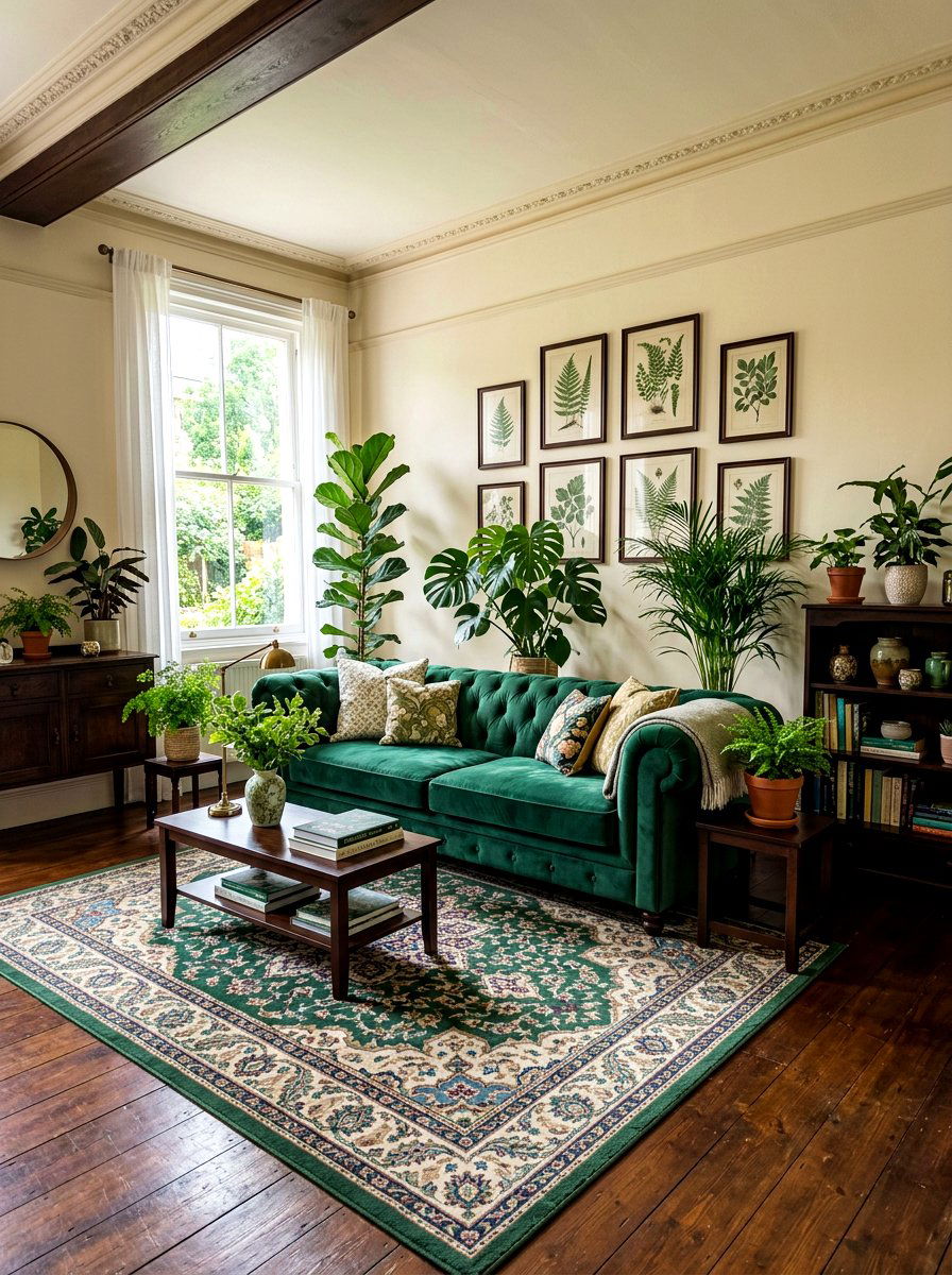 Green Velvet Living Room - 30 parlor room ideas