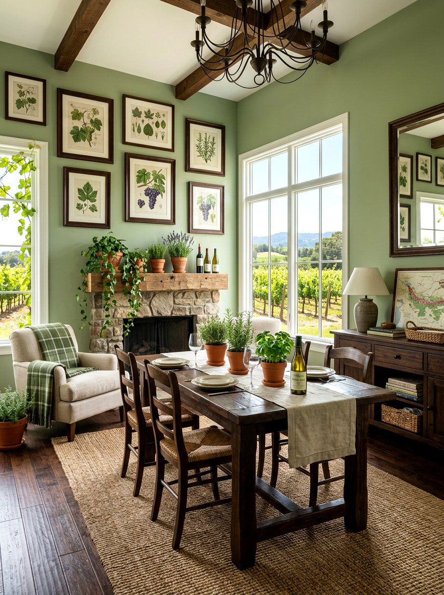 Green Vineyard Theme Room - 30 Tuscan supper room ideas