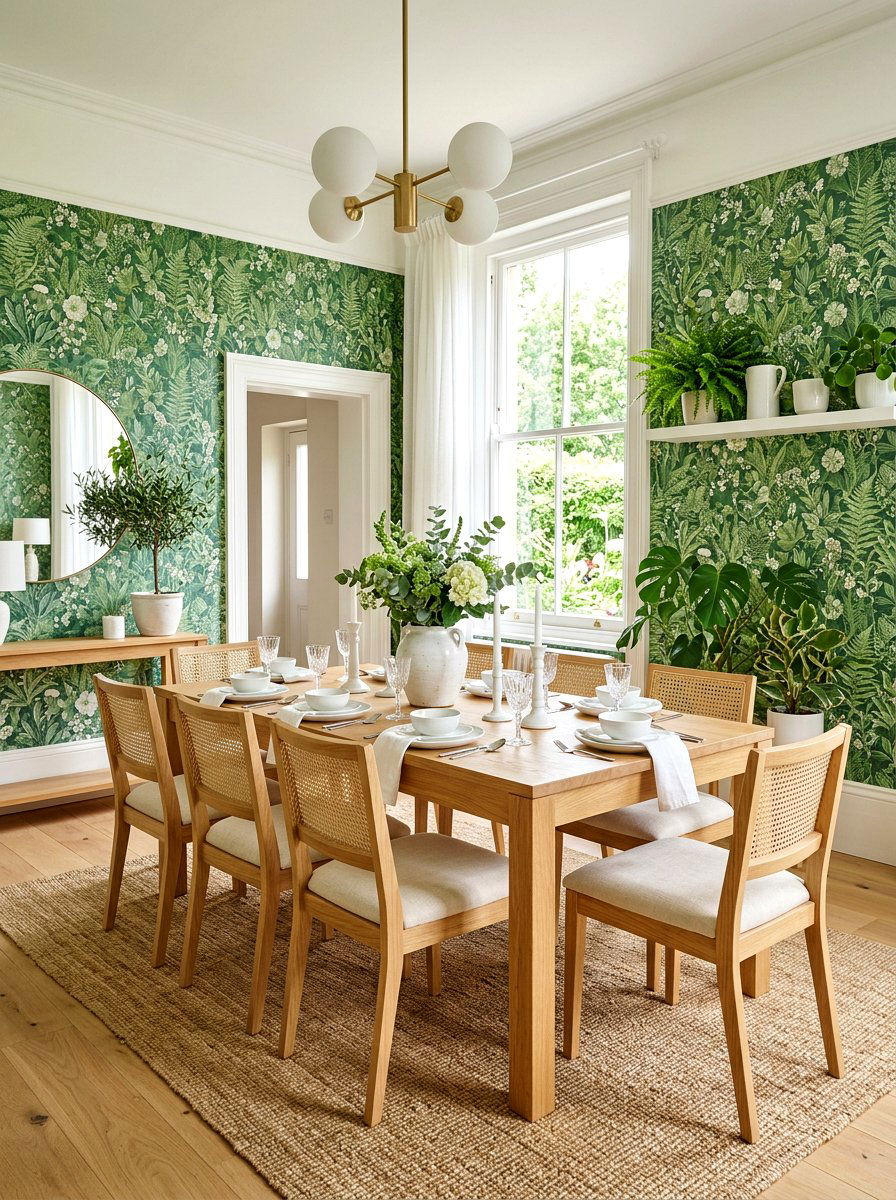 Green Wallpaper Dining Room - 30 green dining room ideas