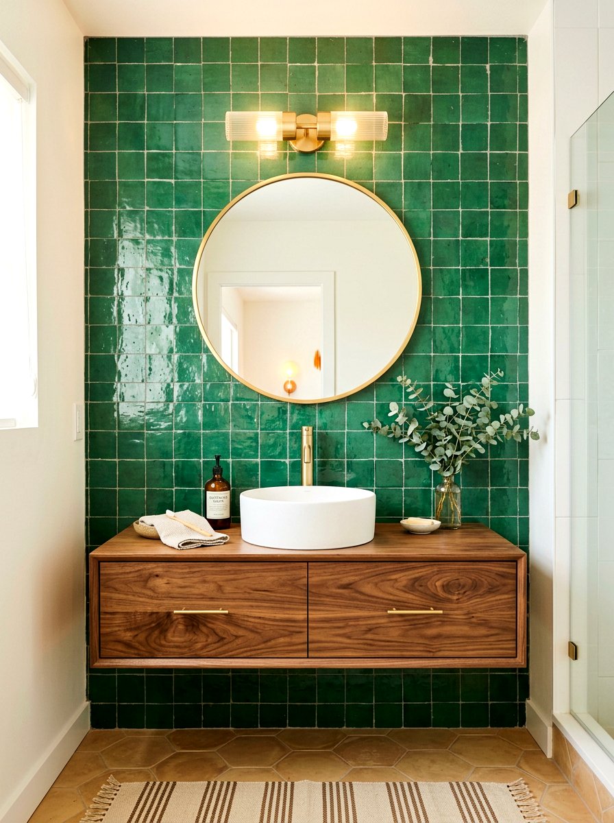 Green Zellige Backsplash - 30 bathroom accent tile ideas