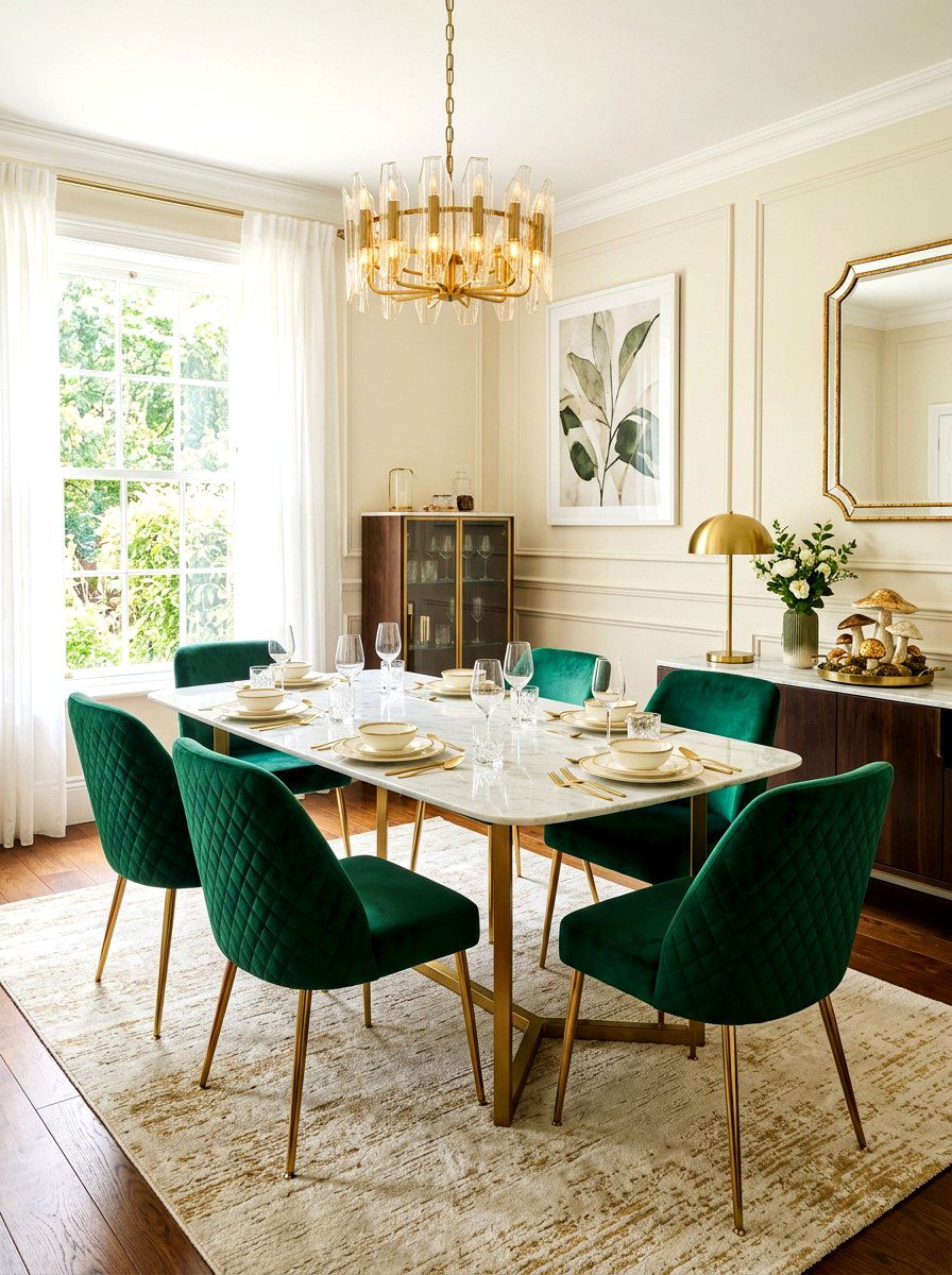 Green and Cream Dining Room - 30 mushroom dining room ideas