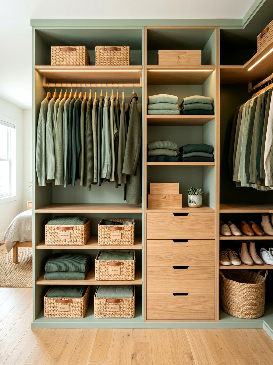 Green and Olive Closet - 30 color coordinated closet ideas