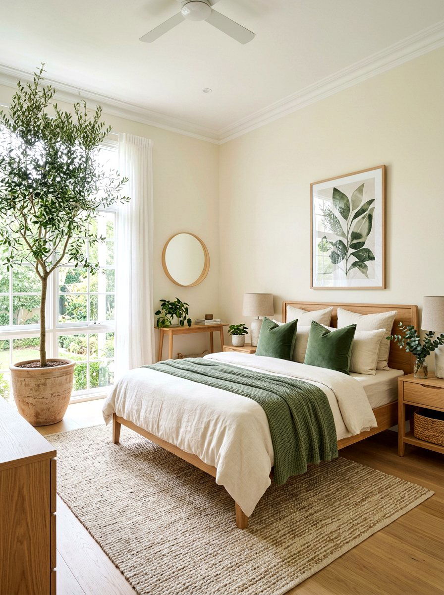 Green and cream bedroom - 30 cream bedroom ideas