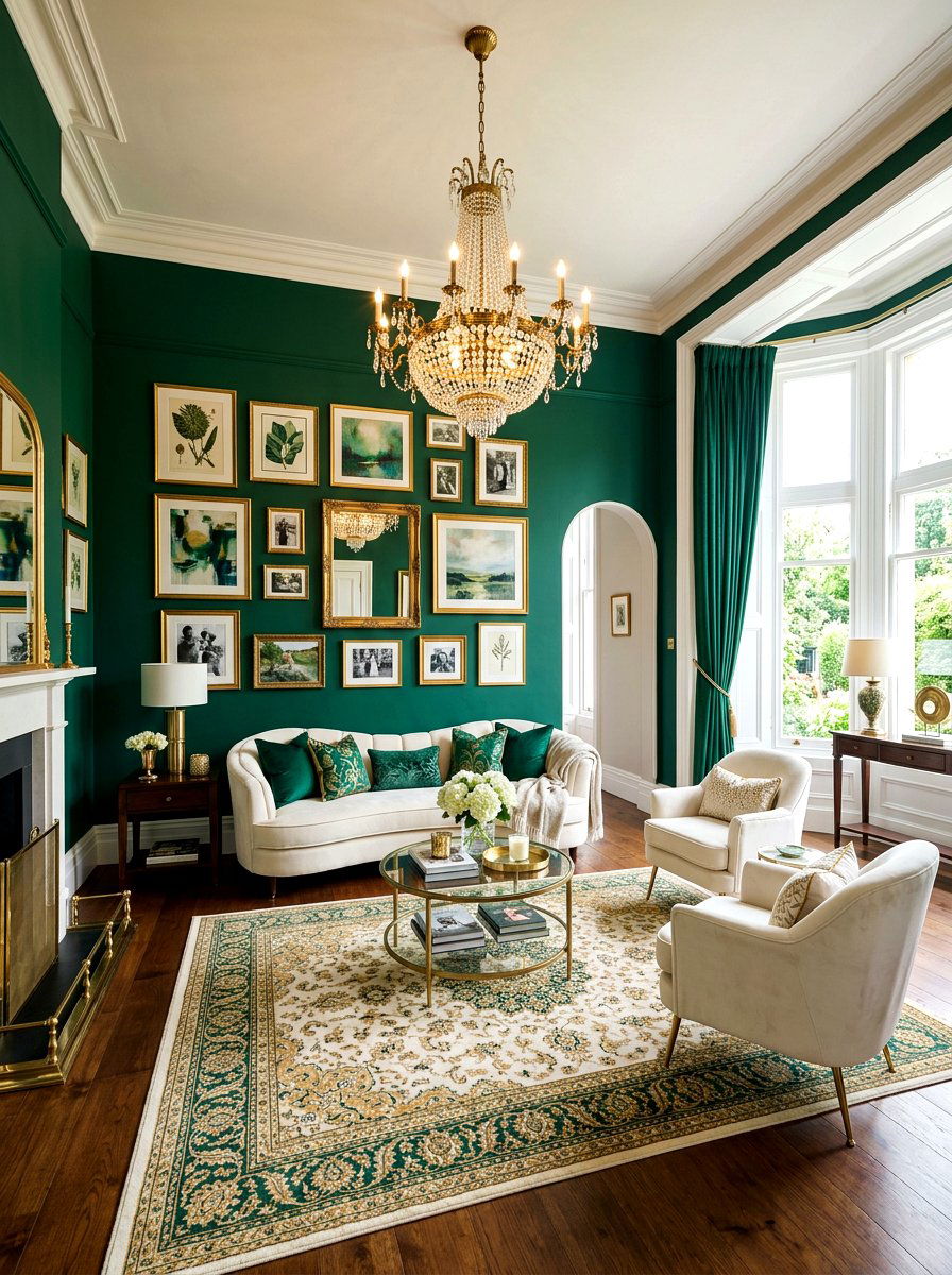 Green and gold living room - 30 green living room ideas