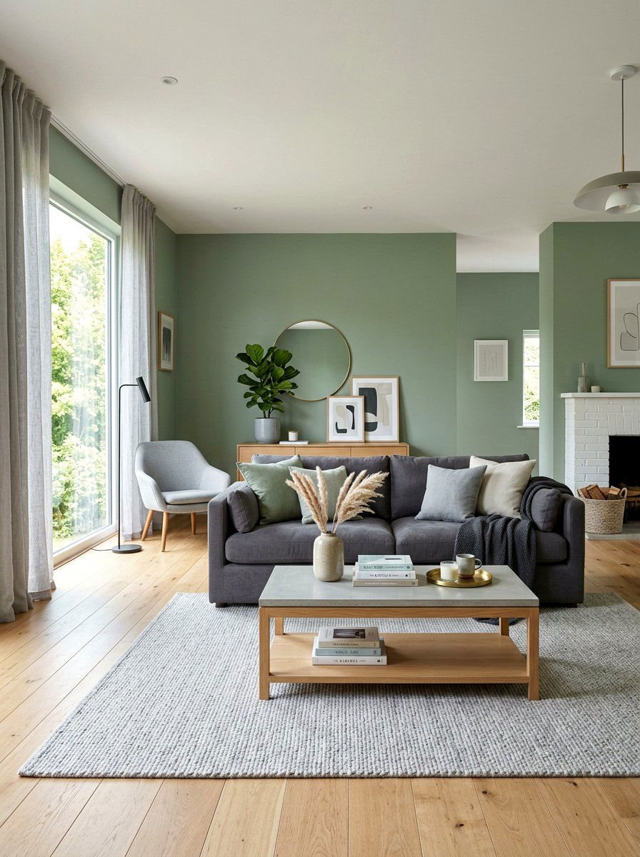 Green and grey living room - 30 green living room ideas