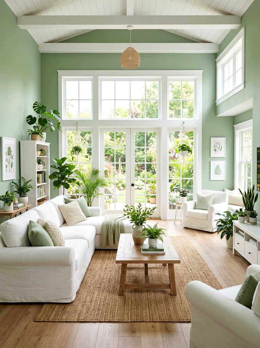Green and white living room - 30 green living room ideas