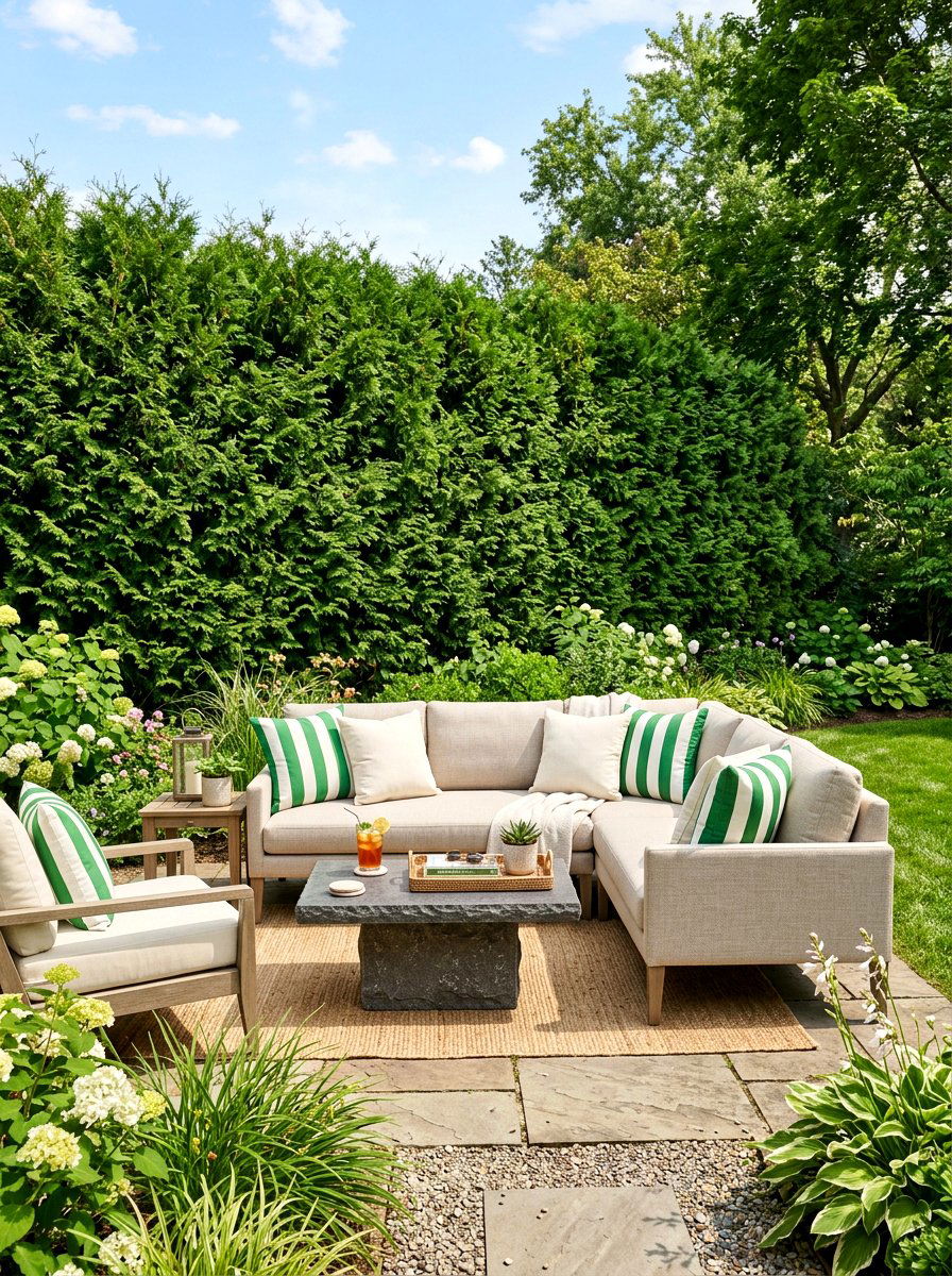 Green and white striped throw pillows - 30 green and white stripe patio ideas