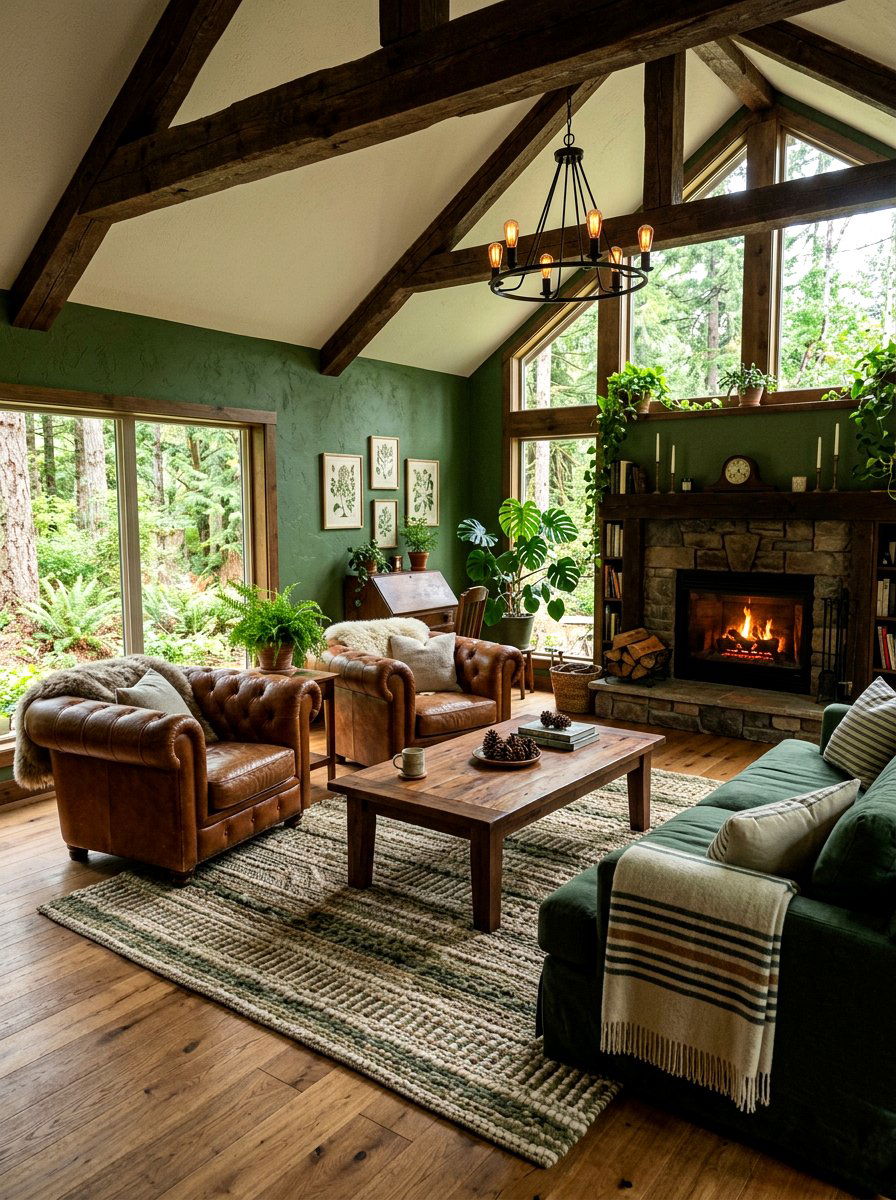Green and wood living room - 30 green living room ideas