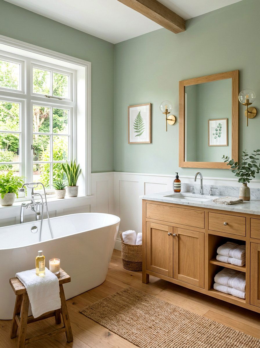 Green bathroom paint - 30 serene bathroom decor ideas
