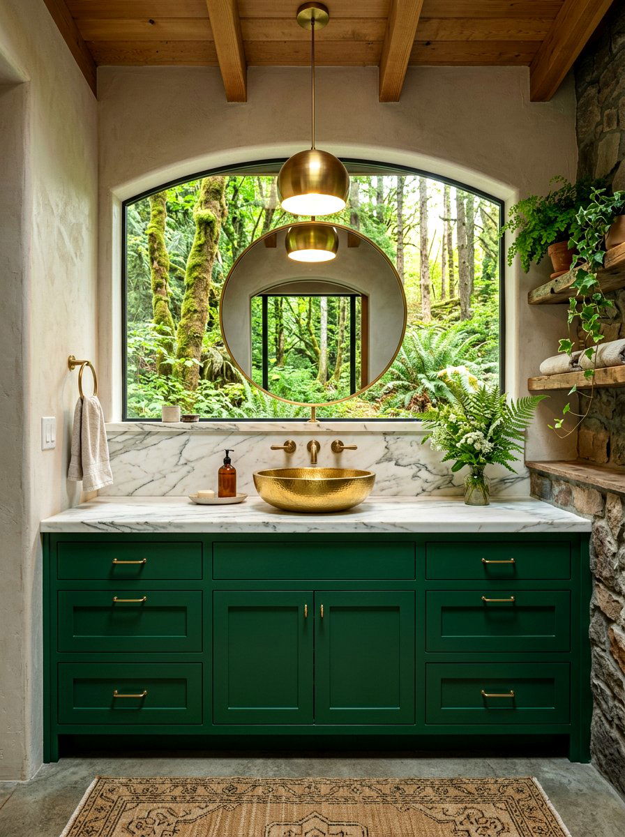 Green forest vanity - 30 powder room vanity ideas