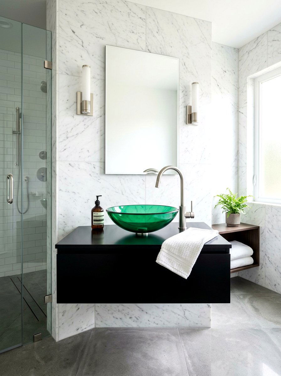 Green glass vessel sink bathroom - 30 vessel sink bathroom ideas