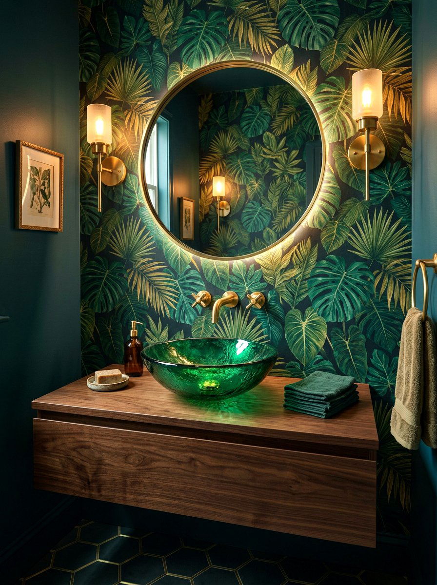 Green glass vessel sink - 30 vessel sink powder room ideas