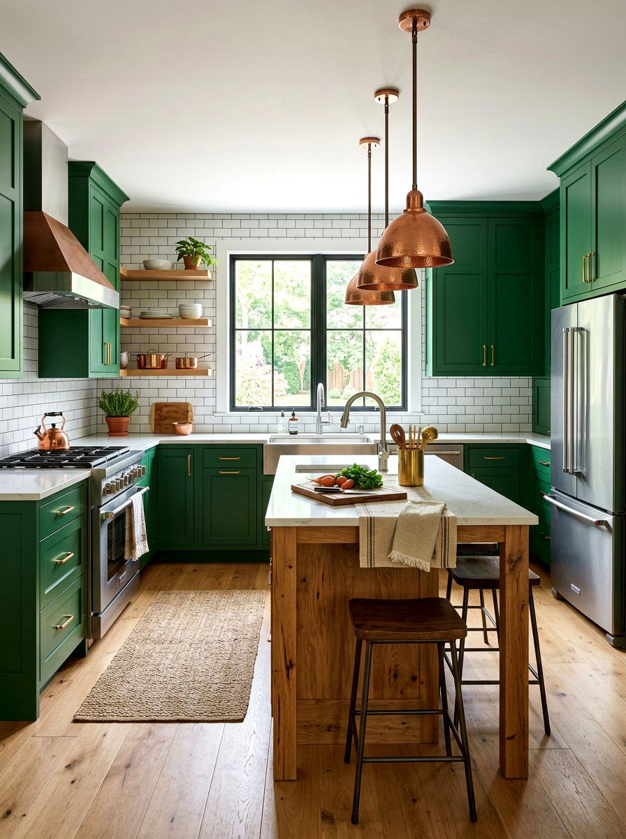 Green kitchen mixed metals - 30 mixed metal kitchen ideas