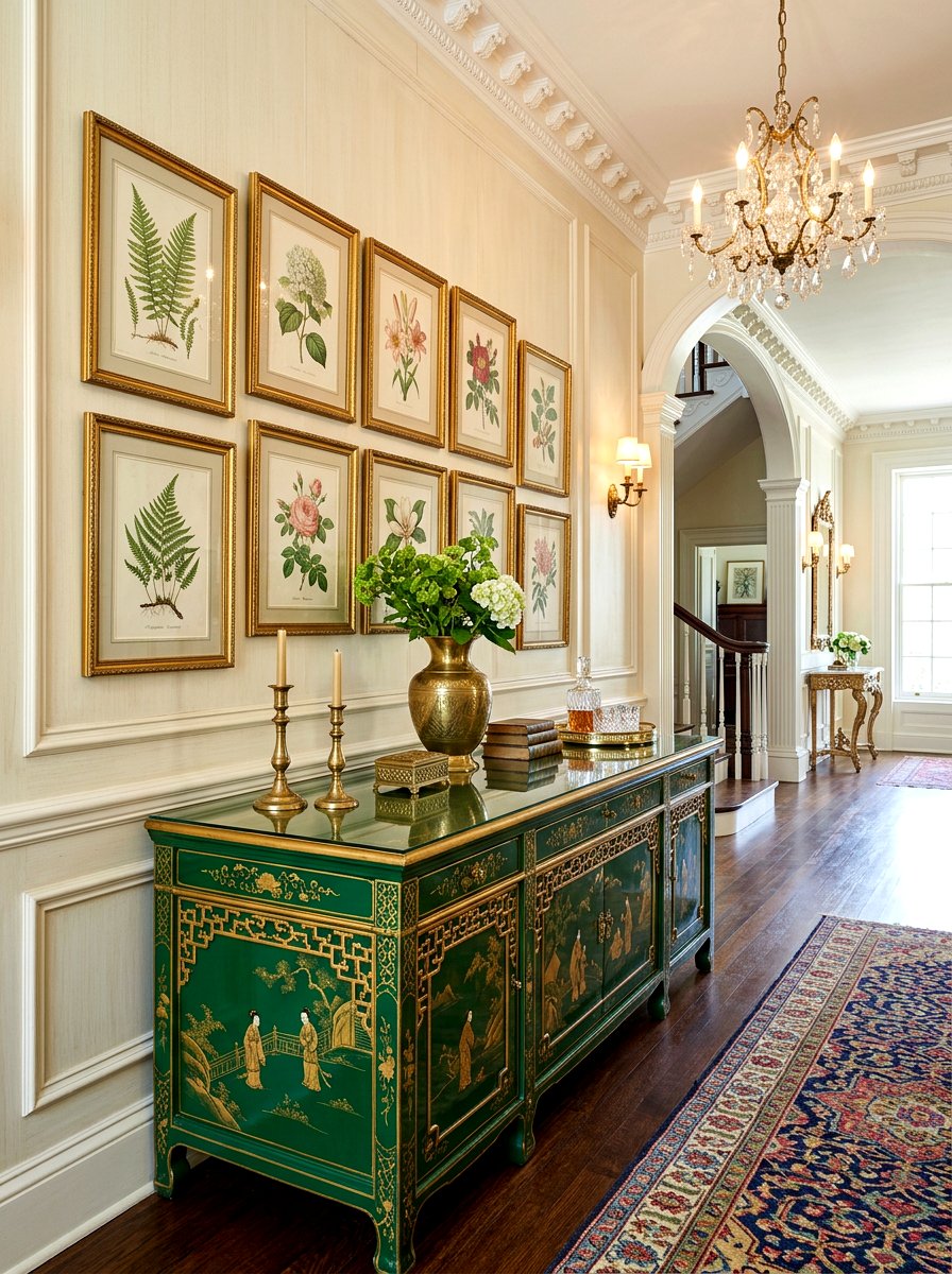 Green lacquer chinoiserie hall table - 30 chinoiserie table ideas