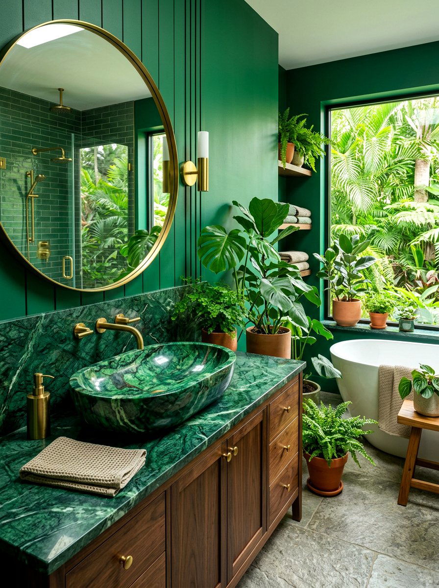 Green marble vessel sink - 30 statement stone sink ideas