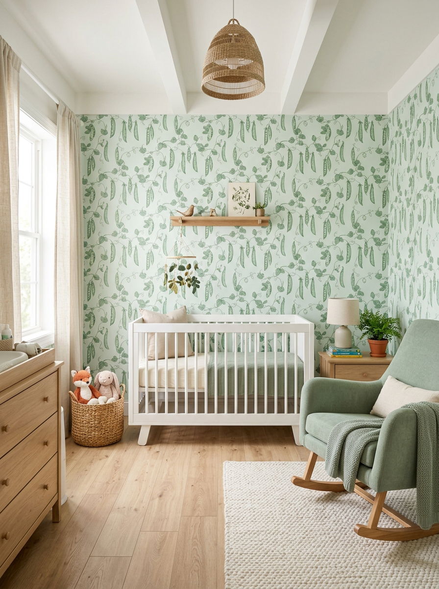 Green pea pod wallpaper - 30 vegetable motif wallpaper ideas