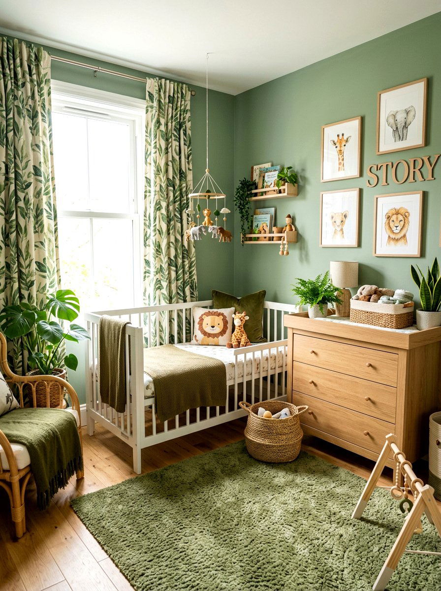 Green safari nursery - 30 safari nursery ideas