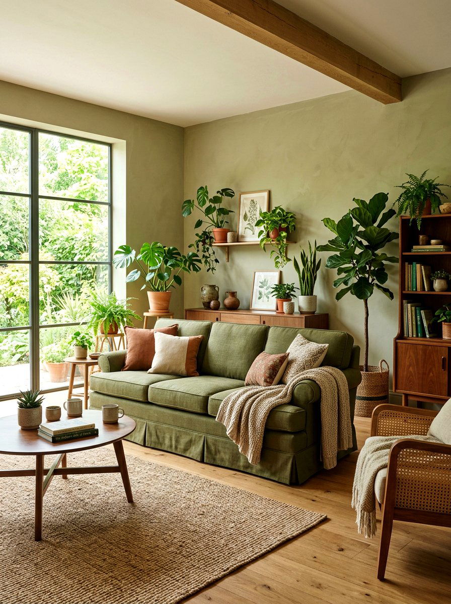 Green skirted sofa - 30 skirted sofa ideas