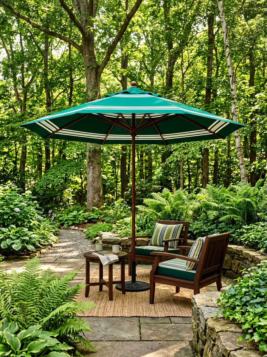 Green striped patio umbrella - 30 striped patio umbrella ideas