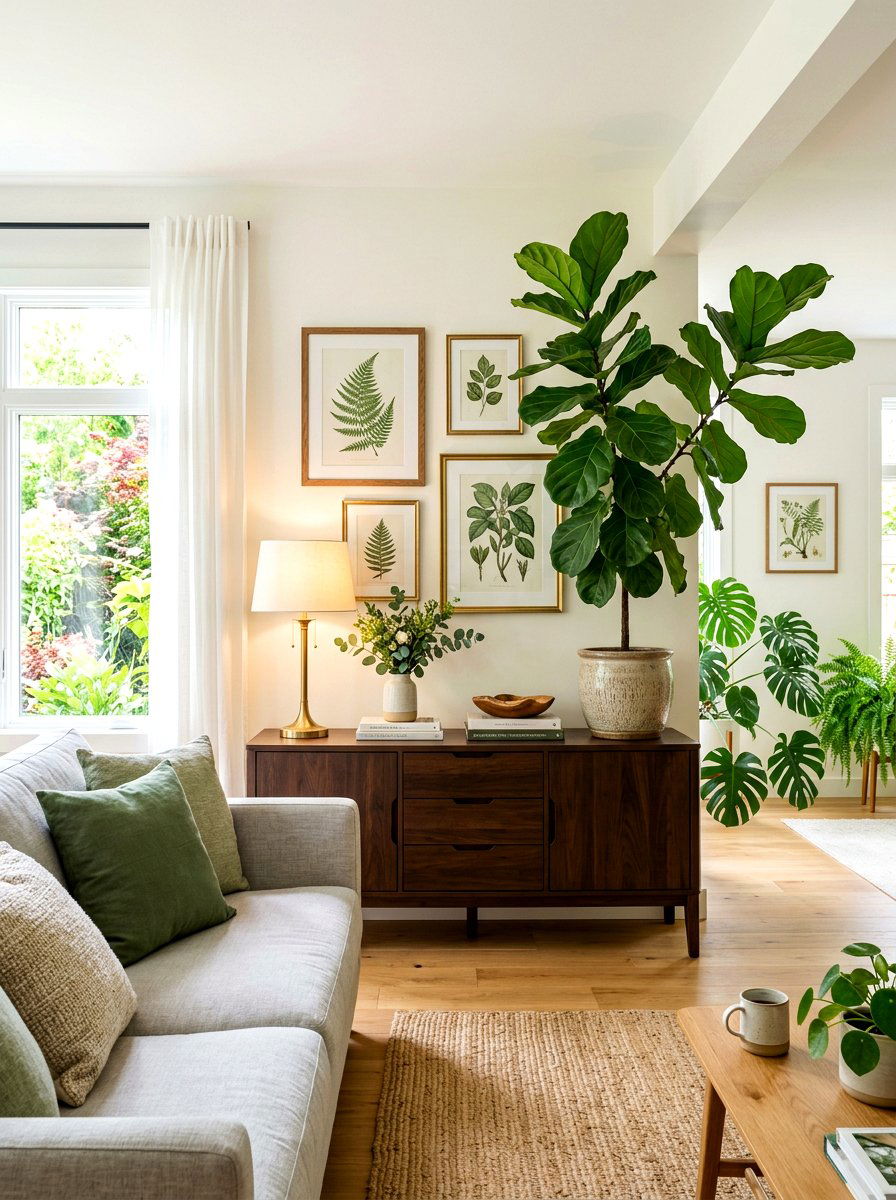 Greenery And Lamp - 30 buffet lamp styling ideas