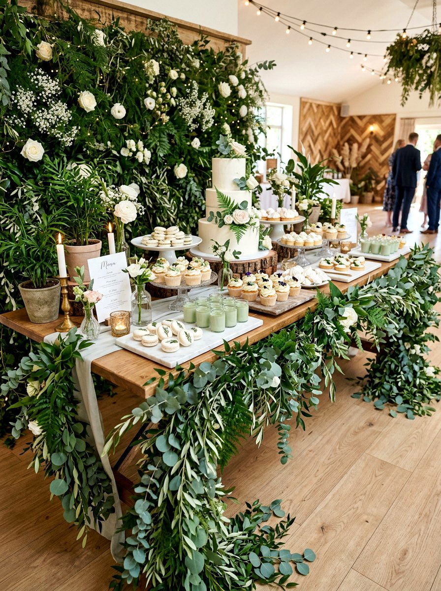 Greenery Decor Dessert Table - 30 dessert table decor ideas